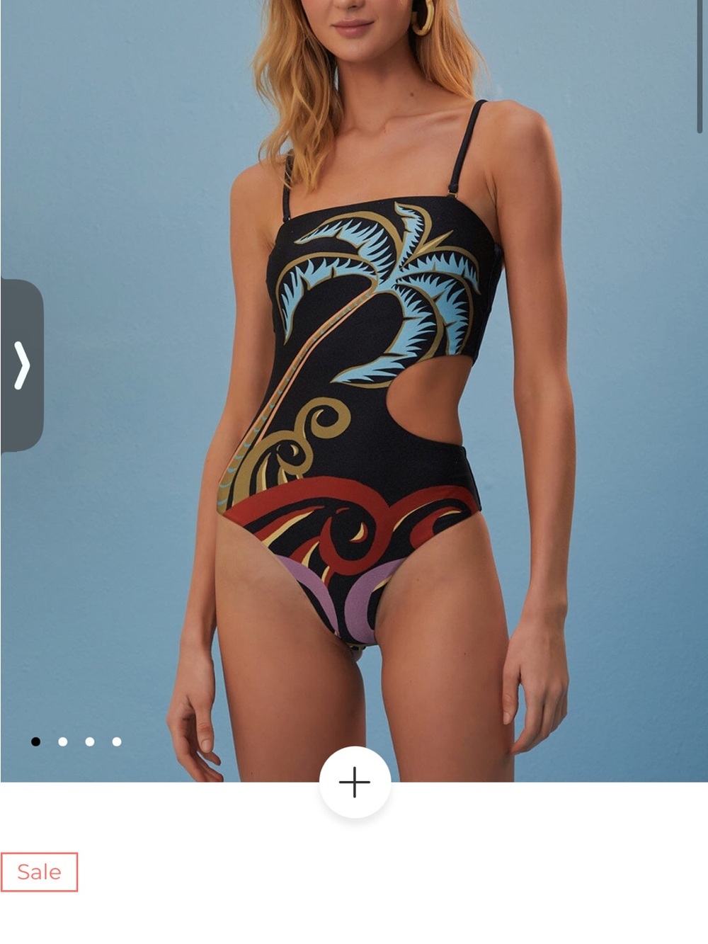 NWT FARM Rio Pineapple Wave One Piece Cutout Black Swimsuit L